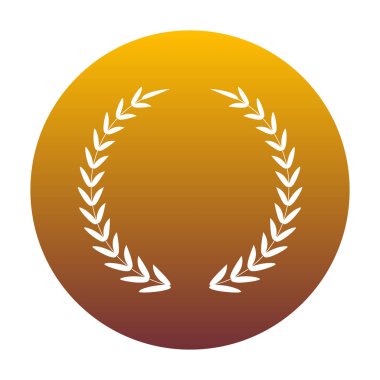 Defne çelengi işareti. Daire altın gradyan ile beyaz simgesi