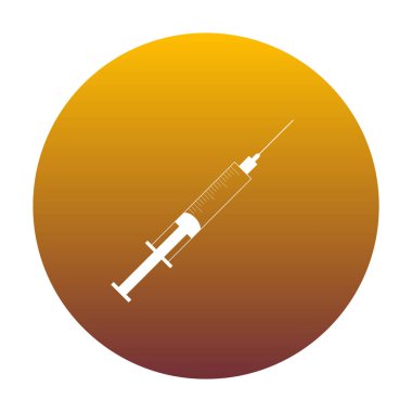 Şırınga işareti illüstrasyon. Altın grad ile daire içinde beyaz simgesi