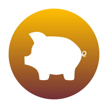 Domuz para banka işareti. Altın gradyan ile daire içinde beyaz simgesi bir