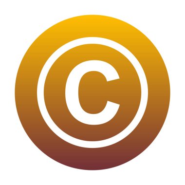 Telif hakkı işareti illüstrasyon. Altın gr ile daire içinde beyaz simgesi