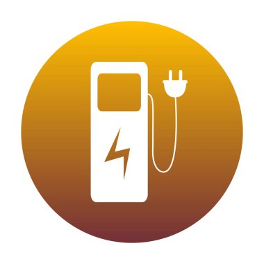 Elektrikli araç şarj istasyonu işareti. Daire ile beyaz simgesini gidin