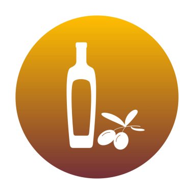 Siyah Zeytin dalı zeytinyağı şişesi işareti ile. CI beyaz simgesi