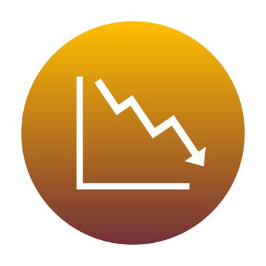 Aşağıya doğru gösteren kriz işaret eden ok. Beyaz simgesini daire wi