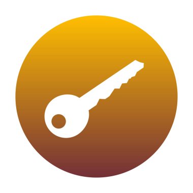 Anahtar işareti illüstrasyon. Altın gradyan ile daire içinde beyaz simgesi