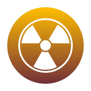 Radyasyon yuvarlak işareti. Altın gradyan ile daire içinde beyaz simgesi