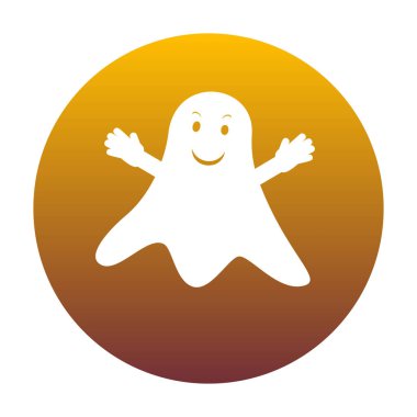 İzole işareti hayalet. Altın gradyan ile daire içinde beyaz simgesi bir