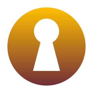 Anahtar deliği işareti illüstrasyon. Altın grad ile daire içinde beyaz simgesi