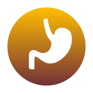 İnsan anatomisi mide. Altın gradyan ile daire içinde beyaz simgesi