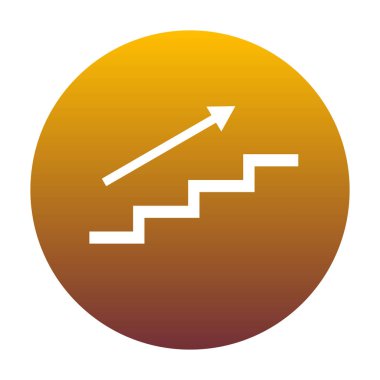 Merdiven ok ile. B olarak altın gradyan ile daire içinde beyaz simgesi