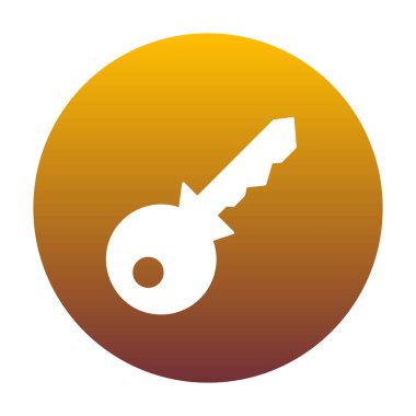 Anahtar işareti illüstrasyon. Altın gradyan ile daire içinde beyaz simgesi