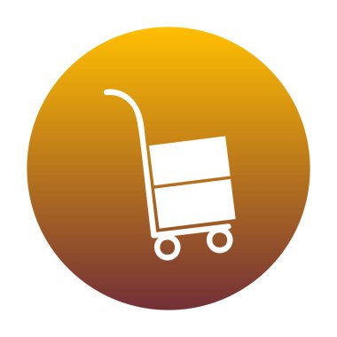 Kamyon işaret. Daire ba olarak altın gradyan ile beyaz simgesi