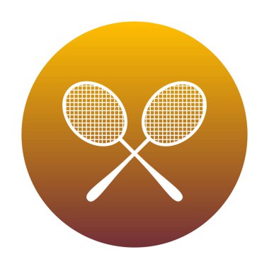 Tenis raketleri işareti. Altın gradyan ile daire içinde beyaz simgesi