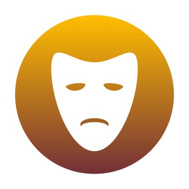 Trajedi Tiyatro maskeleri. Altın gradi ile daire içinde beyaz simgesi