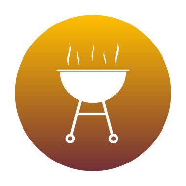 Barbekü basit kayıt. Altın gradyan ile daire içinde beyaz simgesi