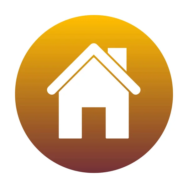 Huis silhouet illustratie. Wit pictogram in cirkel met gouden g — Stockvector