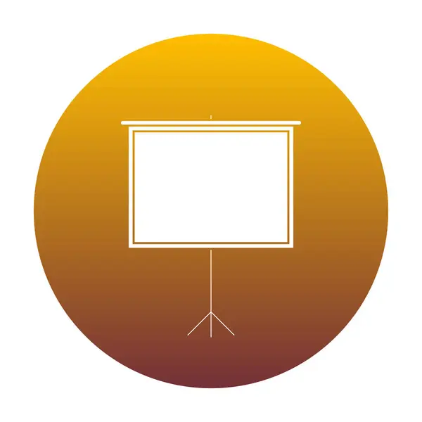 Blank Projection screen. White icon in circle with golden gradie — Stock Vector