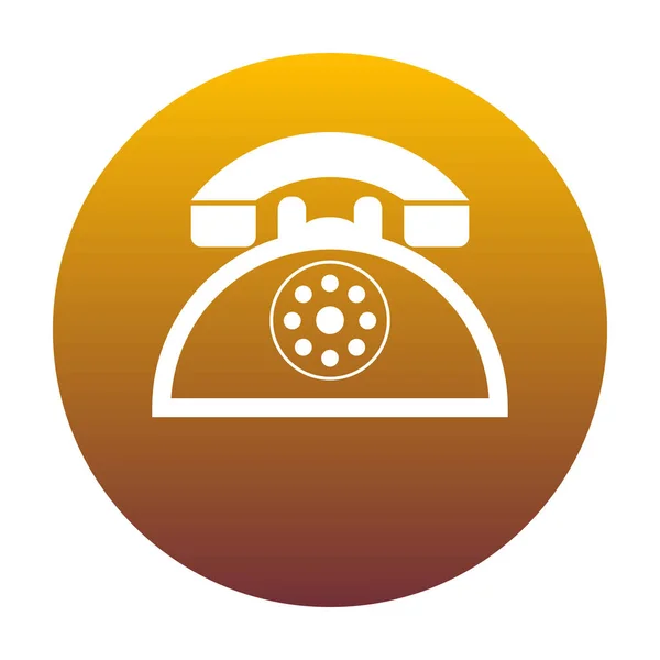 Señal de teléfono retro. Icono blanco en círculo con gradiente dorado — Vector de stock