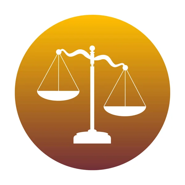 Zeichen der Gerechtigkeit. weißes Symbol im Kreis mit goldenen Gradien — Stockvektor