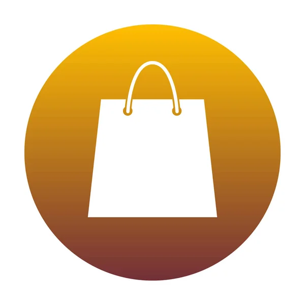 Shopping bag illustration. White icon in circle with golden grad — Stock Vector