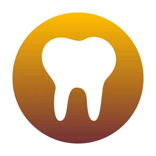 Ilustração do sinal do dente. Ícone branco em círculo com gradie dourado —  Vetores de Stock