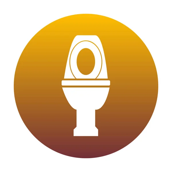 Illustration de signe de toilette. Icône blanche en cercle avec gradi doré — Image vectorielle