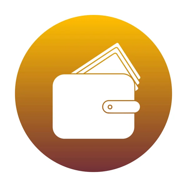 Ilustração sinal carteira. Ícone branco em círculo com gradi dourado — Vetor de Stock