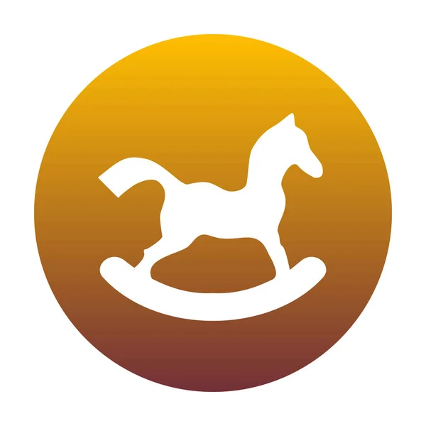 Sinal de brinquedo de cavalo. Ícone branco em círculo com gradiente dourado como bac — Vetor de Stock