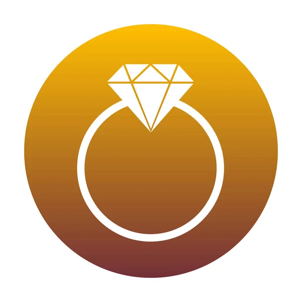 Διαμάντι εικόνα σημάδι. Λευκό εικονίδιο σε κύκλο με χρυσή grad — Διανυσματικό Αρχείο