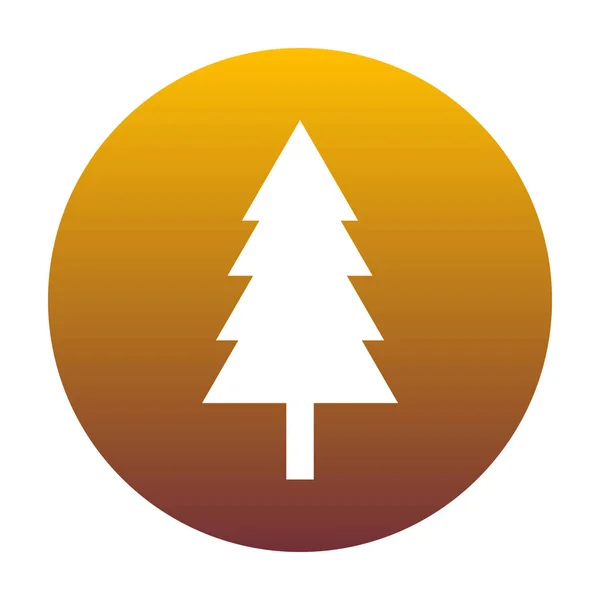 新的一年树标志。在金色渐变的圆的白色图标 — 图库矢量图片