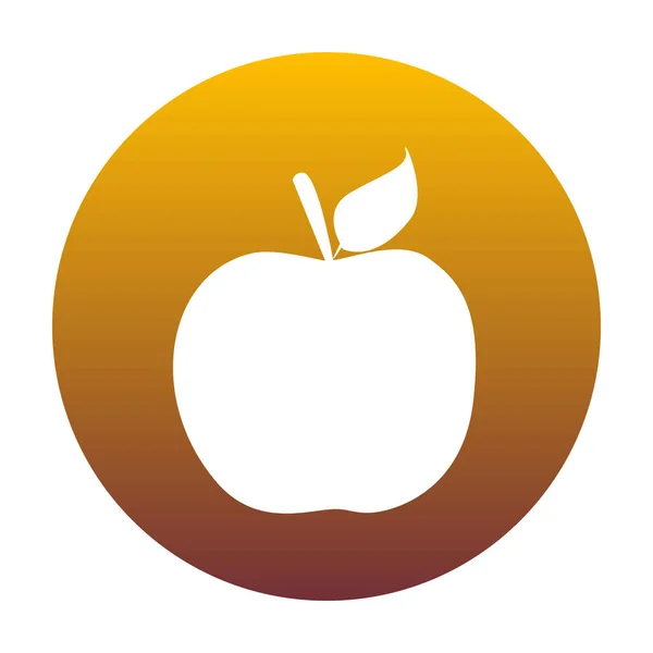 Apfelschild-Illustration. weißes Symbol im Kreis mit goldenem Gradie — Stockvektor
