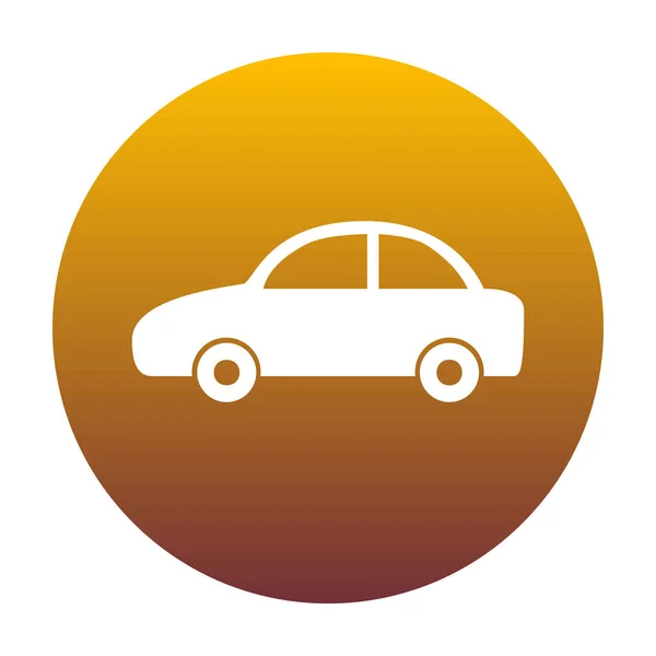 Ilustração do sinal do carro. Ícone branco em círculo com gradiente dourado — Vetor de Stock