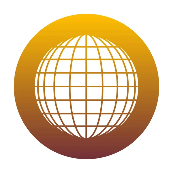 Sinal do Globo da Terra. Ícone branco em círculo com gradiente dourado como b —  Vetores de Stock