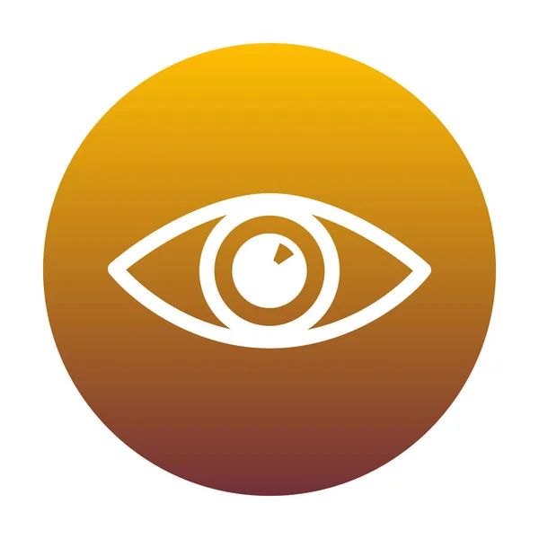 Μάτι σημάδι εικονογράφηση. Λευκό εικονίδιο σε κύκλο με χρυσή ντεγκραντέ — Διανυσματικό Αρχείο