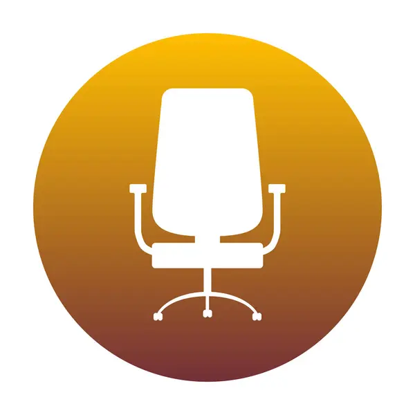 Office chair sign. White icon in circle with golden gradient as — Stock Vector