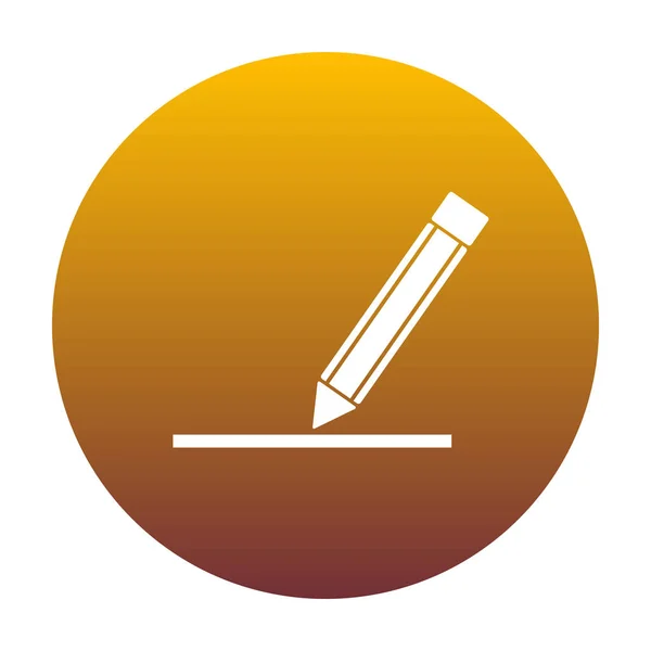 Pencil tecken illustration. Vit ikon i cirkel med gyllene gradi — Stock vektor