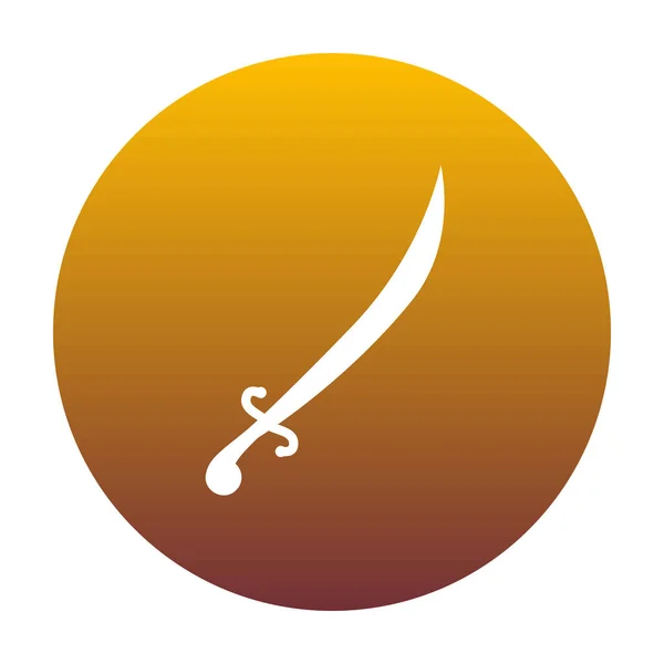 Illustration de signe d'épée. Icône blanche en cercle avec dégradé doré — Image vectorielle
