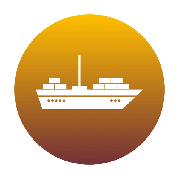 Loď znamení ilustrace. Bílá ikona v kruhu se zlatými gradien — Stockový vektor