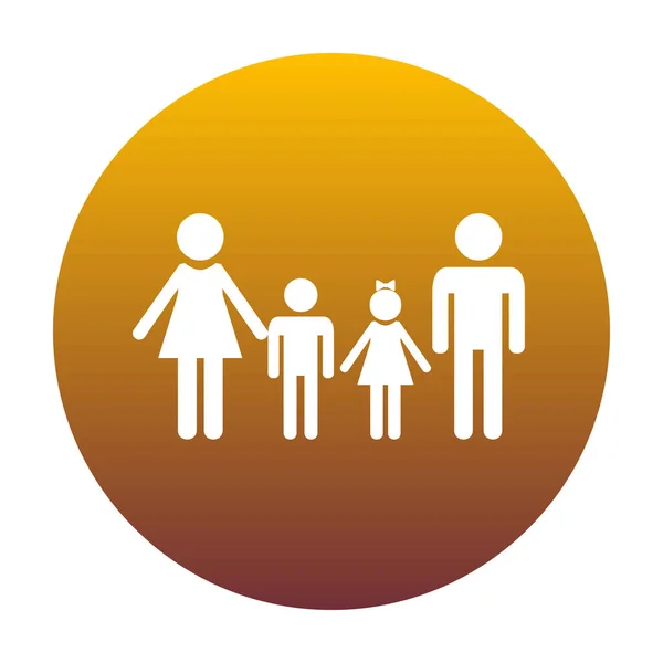 Znak dla rodzin z dziećmi. Biała ikona w kółko z golden gradientu jako tła — Wektor stockowy