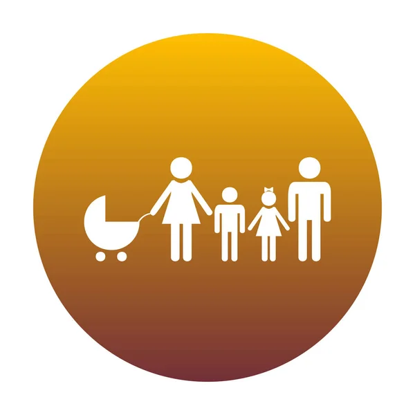 Familj logga illustration. Vit ikon i cirkel med gyllene gradi — Stock vektor