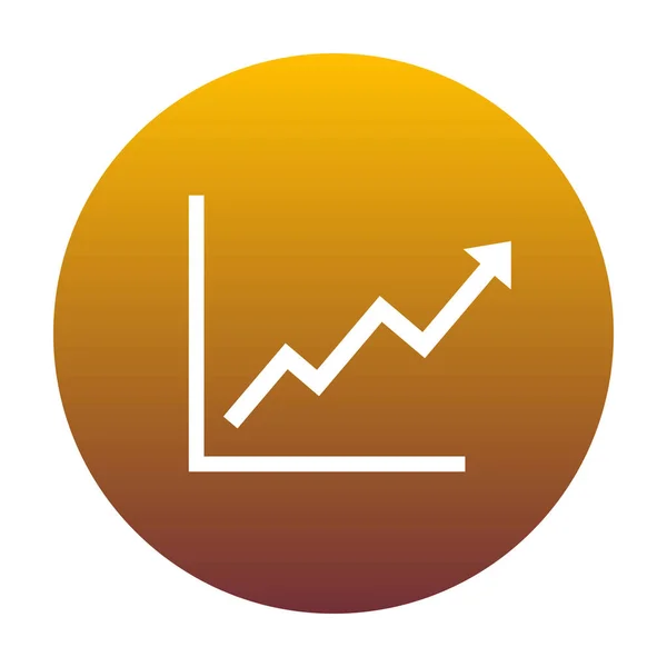 Rostoucí pruhy grafickým znakem. Bílá ikona v kruhu s golden grad — Stockový vektor