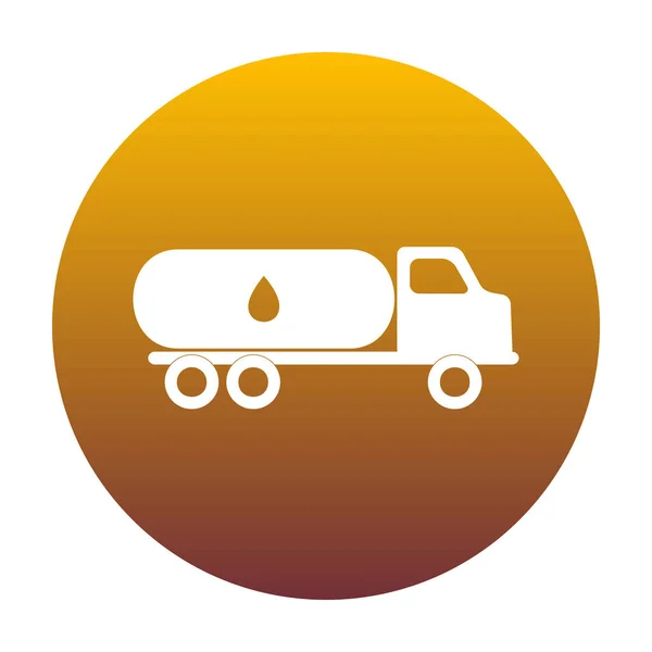 Auto transporteert olie teken. Wit pictogram in cirkel met gouden gradie — Stockvector