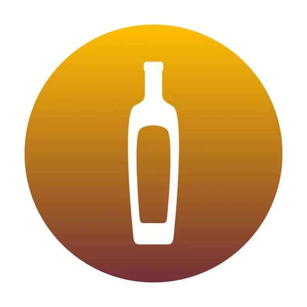 Segno bottiglia di olio d'oliva. Icona bianca in cerchio con pendenza dorata — Vettoriale Stock
