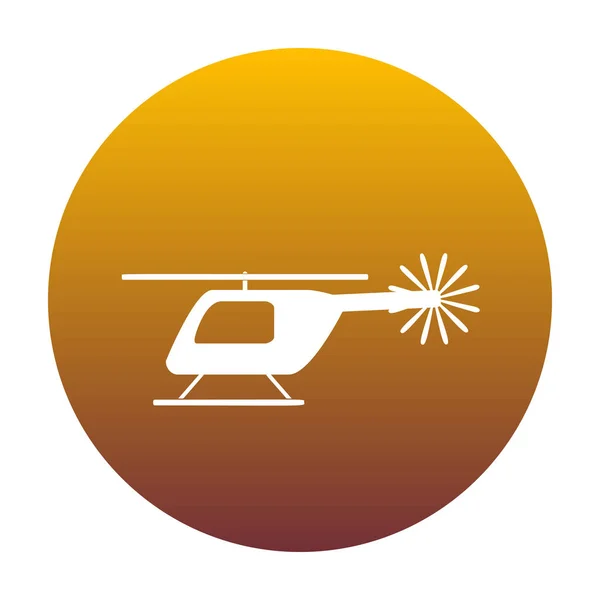 Helikopter tecken illustration. Vit ikon i cirkel med gyllene g — Stock vektor