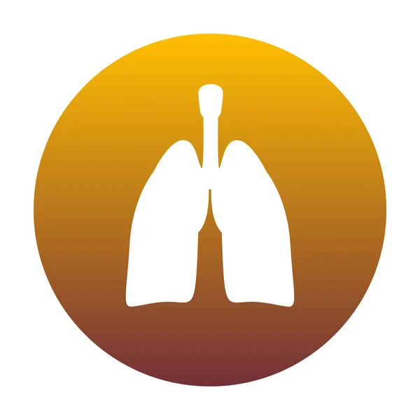 Órgãos humanos Sinais pulmonares. Ícone branco em círculo com gradie dourado — Vetor de Stock