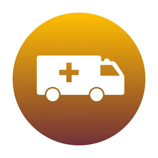 Illustrazione segno di ambulanza. Icona bianca in cerchio con gr dorato — Vettoriale Stock