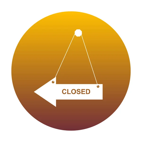 Illustrazione segno chiuso. Icona bianca in cerchio con gradi dorati — Vettoriale Stock