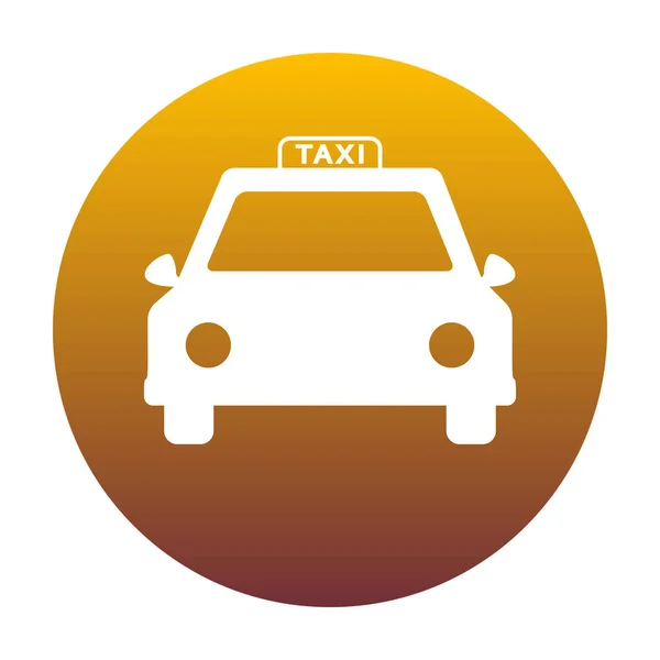 Taxi jel illusztráció. Fehér arany gradien kör ikonra — Stock Vector