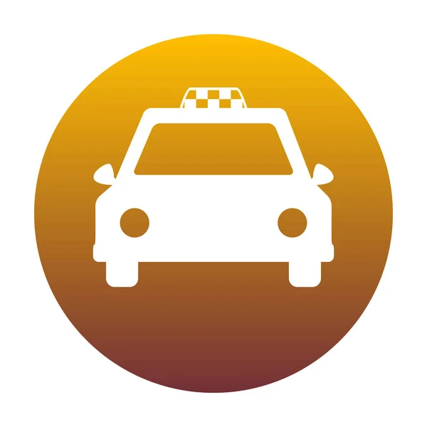 Taxi sign illustration. White icon in circle with golden gradien — Stock Vector