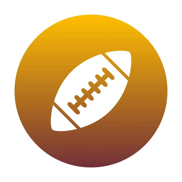 Pelota de fútbol americano simple. Icono blanco en círculo con oro — Vector de stock