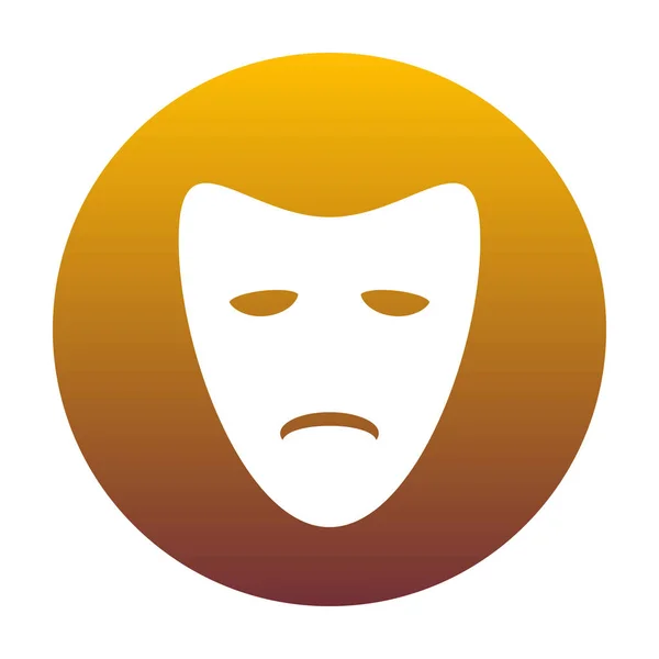 Tragödienmasken. weißes Symbol im Kreis mit goldenem Gradi — Stockvektor